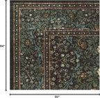 RUGGABLE x Morris & Co Washable Area Rug– Blackthorn Forest Green 5x7, Stain-Resistant, Non-Slip – Medium Machine Washable Rugs for Living Room, Bedroom, Hallway, Entryway & Office–with Cushioned Pad