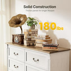 Amada 6 Drawers Dresser for Bedroom, Farmhouse 47" Wide Dresser & Chest of Drawers with Roman Column Design, Large Storage Organizer with 6 Drawer Sizes for Bedroom, Living Room