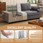 84" Loveseat Couch for Living Room,Modern Chenille Upholstered Sofa with Adjustable Storage Armrest,Cup Holders,USB & Type-C Ports,Solid Wood 2-Seater Loveseat Sofa for Apartment(Deep Gray)