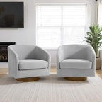 Lumibee Swivel Accent Chairs Set of 2, Chenille Fabric Swivel Barrel Chairs for Living Room, Modern Comfy Upholstered Round Armchairs Single Sofa Chairs for Bedroom, Club-Light Gray