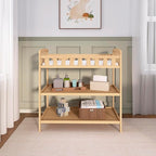Dream On Me Emily Changing Table, Compact and Portable, Solid New Zealand Pinewood, Safety Rails, Two Storage Shelves, Includes Water-Resistant 1" Changing Pad — Natural