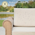 Patio Furniture Set, 5 Piece Outdoor Rattan Wicker Sectional Sofa Couch Conversation Set with 5.5" Thick Waterproof Cushions and Coffee Table for Deck Backyard