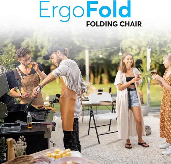 Oline Folding Chair, Indoor Outdoor Plastic Commercial Stackable Foldable Guest Chairs for Events Office Wedding Party Picnic Kitchen Dining, 350lb Capacity (White, 1 Pack)