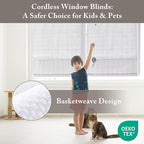 Madison Park Galen Matte White Cordless Roman Shades - Fabric Privacy Single Panel Darkening, Energy Efficient, Thermal Insulated Window Blind Treatment, for Home, Living Room Decor, 27" W x 64" H