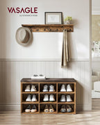 VASAGLE CUSTOS Collection - Shoe Bench, Storage Bench with Padded Seat, Entryway Bench with 9 Compartments, for Bedroom, 11.9 x 30.9 x 18.9 Inches, Rustic Brown and Chestnut Brown ULHS009B01