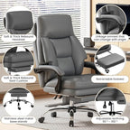 Home Office Desk Chair, 90°-160° Reclining, High Back Executive OfficeChair 400LBS with Footrest, Ergonomic Scratch-Resistant Faux Leather Computer Gaming Chair with Lumbar Support