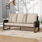 Patio Furniture 3 Seater Sofa Cedar Wood Indoor&Outdoor Couch, Outside Deep Seat High Back Porch Sofa