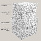 Martha Stewart Essential Collapsible Stackable Decorative Home Storage Organization With Lidded Tops, Set of 2 Nesting Boxes with Lids, Bedford Floral