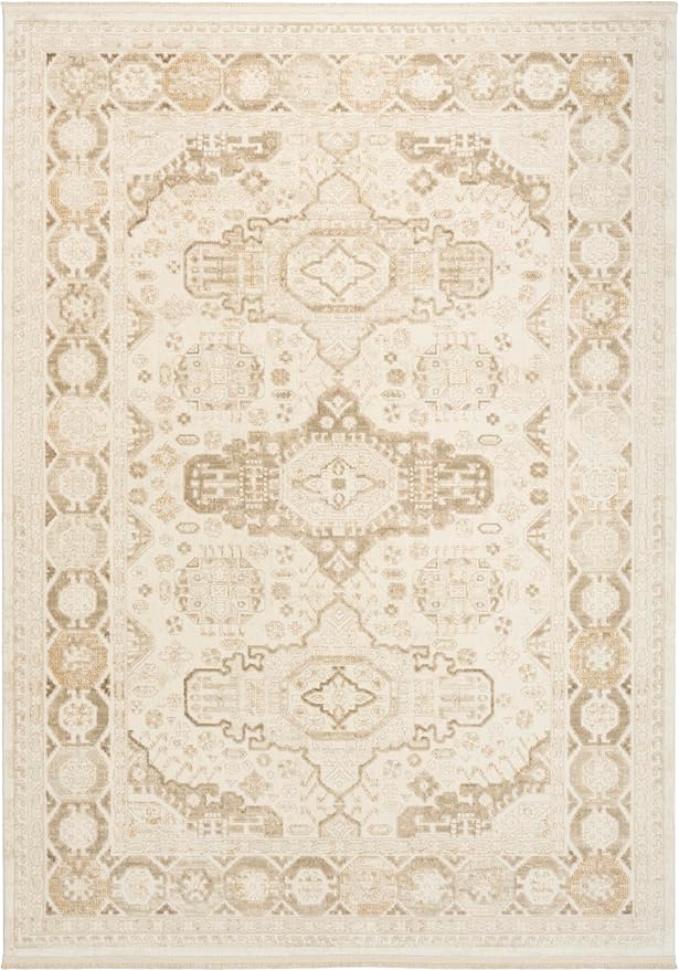 Nourison Home Pardis Ivory Beige 4' x 6' Area Rug - Easy Clean, Non Shedding, Bed Room, Living Room, Dining Room, Kitchen (4' x 6')