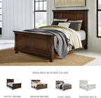 Signature Design by Ashley Porter Traditional Queen Panel Bed, Hand-Finished, Foundation or Box Spring Needed, Wood, 67.81" W x 88.25" D x 60.25" H, Dark Brown