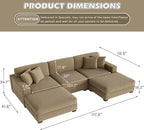 Modular Sectional Couches for Living Room, 118" Modern Upholstered Sofa Couche with Ottoman for Living Room Bedroom, Camel