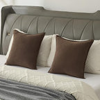 FUTEI Dark Coffee Chenille Throw Pillow Covers 22x22 Inch Set of 2,Edges Double-Stitched Cushion Cases,Modern Home Decor for Couch Living Room