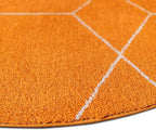 Unique Loom Trellis Frieze Collection Area Rug - Geometric (4' 1" Round, Orange/ Ivory)