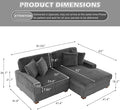Cloud Sectional Couch with L-Shape Chaise, Modern Modular Sofa with Deep Seat, Upholstered Couches for Living Room Bedroom, Grey