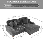 Cloud Sectional Couch with L-Shape Chaise, Modern Modular Sofa with Deep Seat, Upholstered Couches for Living Room Bedroom, Grey