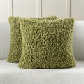 FUTEI Olive Green Decorative Throw Pillow Covers 26x26 Inch Set of 2,Soft Fluffy Faux Wool Fur Boucle Textured Euro Pillow Shams,Modern Home Decor for Couch Bed Living Room Office
