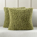 FUTEI Olive Green Decorative Throw Pillow Covers 26x26 Inch Set of 2,Soft Fluffy Faux Wool Fur Boucle Textured Euro Pillow Shams,Modern Home Decor for Couch Bed Living Room Office