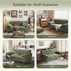 ONBRILL 64.5" Loveseat Sofa, Chenille Loveseat Couch for Living Room, 23.2" Deep Seat Love Seat with Padded Arms, Comfy Modern Small Couches for Bedroom, Small Spaces, Dorms, Office, Green