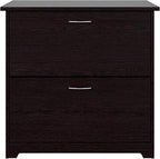 Bush Furniture Lateral File Cabinet - Cabot Collection 2 Drawer File Cabinet with Chrome Hardware | Elegant Filing Cabinet for Home Office, Letters, Legal and A4 Files | Espresso Oak