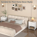 Modern Nightstand Set of 2, Fluted End Table with Open Shelf, Night Stand with 2 Drawers for Bedroom (2,White)