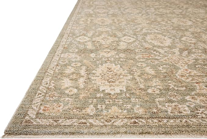 Loloi Chris Loves Julia Palma Collection PLM-03 Lagoon/Natural 2'-3" x 3'-10" Accent Rug Vintage Style Boho Living Room Bedroom Carpet