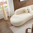 135.4" Oversized Curved Sofa, Modern Minimalist Comfy Sectional Couch, Upholsted Boucle Luxury Sofas Chaise, 6 Seater Modular Couches for Living Room Home Office Apartment(Left Facing,Beige)