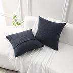 FUTEI Pack of 2 Navy Blue Decorative Throw Pillow Covers 16x16 Inch Soft Cozy Solid Boucle Textured Cushion Case,Modern Home Decor for Couch Bed Living Room