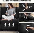 4-Seater Modular Sectional Cloud Sofa, Straight-Line Couches for Living Room, Modern Upholstered Deep Seat Sofa, Chenille Dark Grey