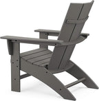 POLYWOOD Modern Curveback Adirondack Chair, Sunset Red - All-Weather Outdoor Patio Furniture - Heavy-Duty HDPE - Firepit Seating, Deck, Lawn, Garden, Beach, Pool, Dock