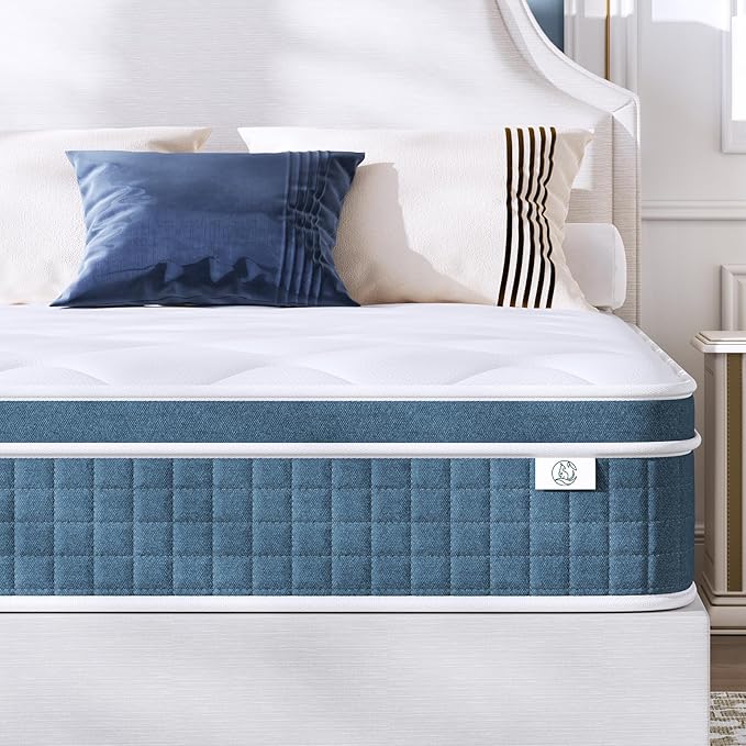 koorlian Queen Mattress 10 Inch, Hybrid Queen Bed Mattress with Individual Pocket Springs and Pressure-Relieving Memory Foam, Breathable, Medium Firm Mattress in a Box Queen Size 80"x60"x10"