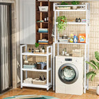 Recaceik 6-Tier Over The Toilet Storage Shelf with Cart, Freestanding Above Toilet Shelf Rack, Farmhouse Bathroom Organizer Shelves, Space Saver (White)