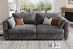 KKL Modular Sectional Sofa Couches for Living Room, Loveseat Sofa Couch with Adjustable Backrest, 2 Seater Sofa Couch with Comfy Cushion, Chenille, Grey