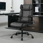 Office Desk Chair,Ergonomic Conference Room Chairs,Mid Back Executive Leather Chair,Comfy Computer Desk Chairs with Adjustable Flip-Up Arms and Rocking Function (Black)