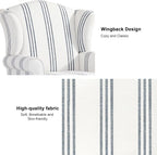 Accent Chair, High Back Upholstered Armchair with High Resilience Sponge & Wood Legs, Mid-Century Modern Comfy Single Sofa Reading Chairs for Living Room, Bedroom - Stripe Navy, Set of 1