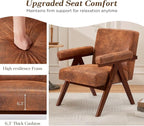 MELLCOM Mid-Century Modern Accent Leather Chair, Comfy Accent Chair with Solid Wood Frame,Upholstered Lounge Arm Chairs with Plump Cushion,Easy Assembly Reading Chair for Living Room,Bedroom,Brown