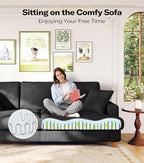 87in Corduroy Couch, Kidirect Sofa No Tool Assembly, Comfy Couches for Living Room 21in Deeper Seats, Corduroy Sofas for Living Room with 2 Pillows, Oversized Loveseat Sofa, Boho Love Seat Black Couch