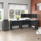 Bush Business Furniture Series A 36W Small Desk in White Spectrum and Slate, Compact Computer Table for Home or Professional Office