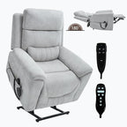 PELUMY Power Lift Recliner Chair for Elderly with Massage and Heat, Dual Motor Heavy Duty 350lbs Recliner, 8-Point Vibration & Lumbar Heating, Electric Lift Chair (Chenille, Light Grey)