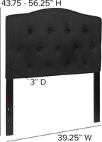 EMMA + OLIVER Twin Size Tufted Upholstered Headboard with Adjustable Metal Bed Rail Slots, Modern Fabric Upholstered Twin Headboard, Black