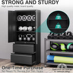 SISESOL Black Metal Storage Cabinet with Drawers and Lock,Locking Steel Storage Cabinet with Doors and Shelves,71" Office File Cabinets for Home Office,Warehouse,Garage,School (Black, 2 Drawers)