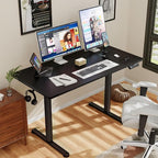 Shahoo 45.2 Inch Standing Desk, Electric Height Adjustable Computer Desks with Hook and Cable Hole, Black