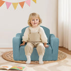 Comfy Toddler Chair for Kids, 2-in-1 Toddler Soft Plush Couch Fold Out, Convertible Kids Couch to Lounger, Baby Sofa for Boys and Girls, Blue