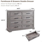 ACCOHOHO Farmhouse 8 Drawers Dresser Chests for Bedroom,52" Wide Wood Rustic Chest of Drawers with Metal Handle,Natural Texture,Drawer Organizer for Bedroom,Living Room,Hallway and Entryway,Grey