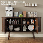 Furniouse 54.4''W Buffet Cabinet with Storage Fluted Sideboard Cabinet with Doors & 4 Shelf Storage for Living Room, Hallway, Kitchen, Mahogany