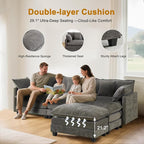 111.4" Cloud Chenille Sectional Sofa 3+2｜Modular 5-Seat Couch with Connector｜FSC Solid Wood Frame｜29.1" Deep Seat｜1YR Comfort Guarantee