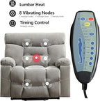 CANMOV Dual Motor Power Lift Recliner Chair for Elderly, 27" Extra-Wide Seat 450 lbs Weight Capacity Infinite Position Adjustment, with Heated Massage, Cup Holders and USB Port, Grey Fabric