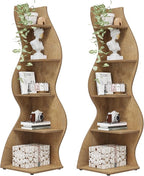 Tribesigns Corner Shelf, Modern 5-Tier Wall Corner Bookshelf, Stylish Corner Small Bookcase Storage Rack Plant Stand with Unique Shape for Living Room, Home Office (Light Brown, 2PCS)