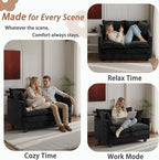 50" Loveseat Sofa Cloud Couch Small | Mini Chenille Love Seat Couches with 2 Pillows | 27.16" Deep Seat for Small Spaces Bedroom Dorm Apartment | Black