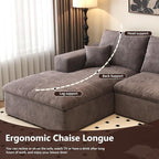 136.6'' L-Shaped Modern Modular Sectional Cloud Couch, 4-Seat Chenille Deep-Seat Sofa with Pillow for Living Room, Bedroom, Apartment, Camel