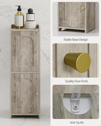 Bathroom Storage Cabinet, Corner Floor Cabinet with 2 Doors and Adjustable Shelf, Narrow Toilet Paper Cabinets, Bathroom Organizer for Small Spaces, 7.9" D x 9.8" W x 29.5" H Greige